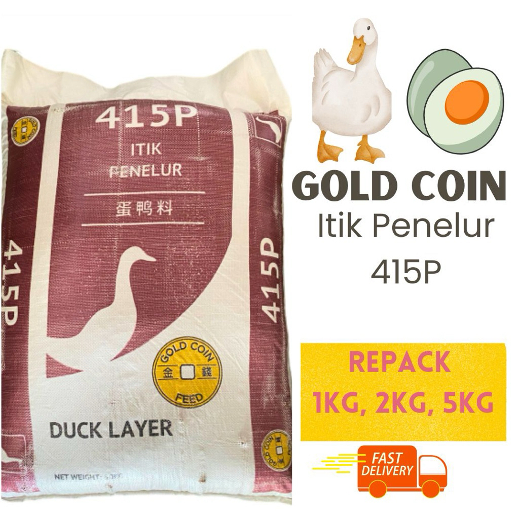 [Repack] 1kg, 2kg, 5kg Gold Coin 415P Dedak Itik Penelur / Makanan Itik ...