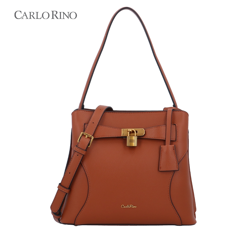 Carlo Rino CR Elise Lock Tote Bag - Brown | Shopee Malaysia