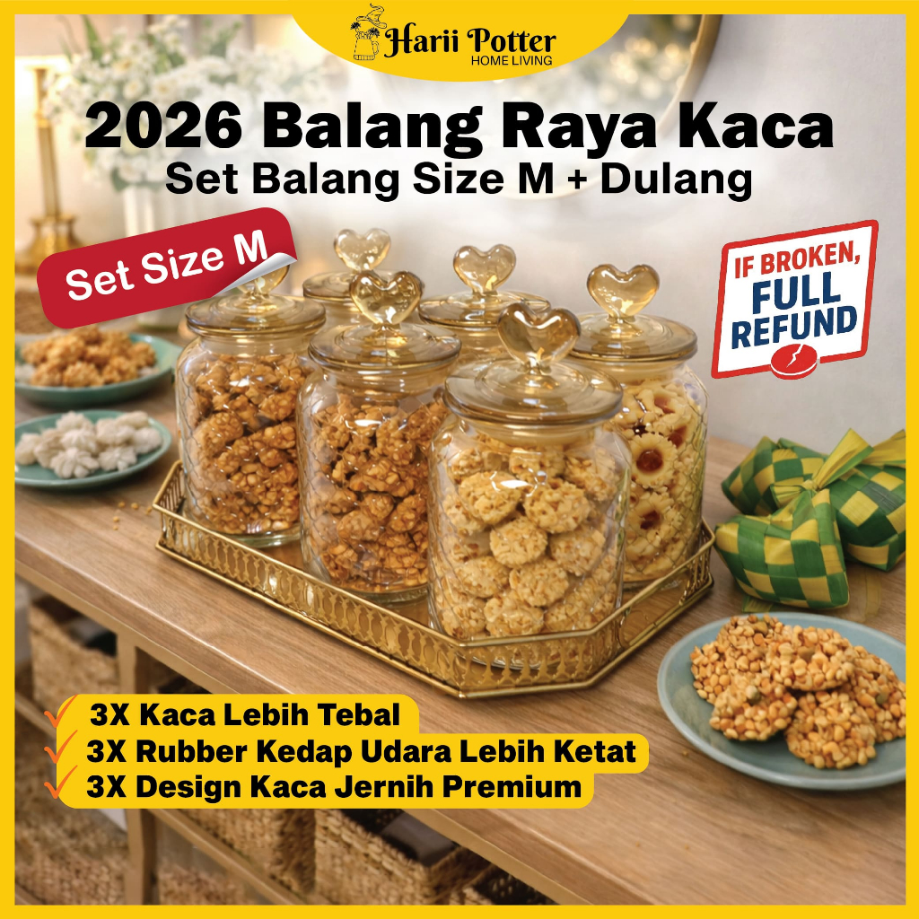 Set Balang Kuih Raya Kedap Udara Bekas Kuih Raya Set Viral 2026 Jar ...