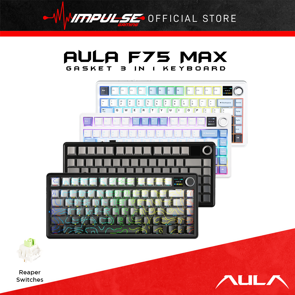 Aula F75 Max RGB Tri-Mode Mechanical Keyboard Glacier Blue / Light Blue ...