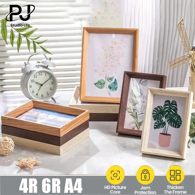 Nordic Wooden Retro Photo Frame 4R 6R 8R A4 A3 Home Frame Wall Desk ...
