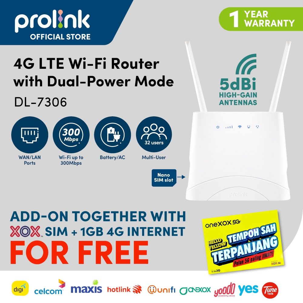 Prolink 4G WiFi Home Router Speeds 300Mbps | Battery Backup | Unlimited ...