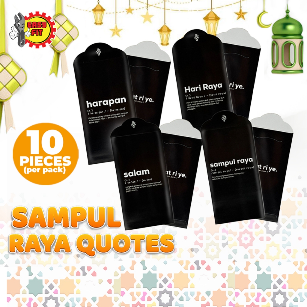 10Pcs Sampul Raya Quotes Sampul Duit Raya Aidilfitri | Shopee Malaysia