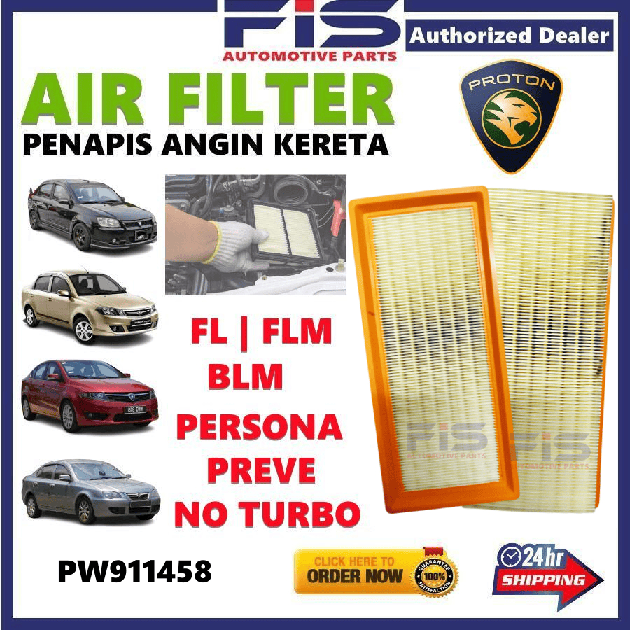 FIS Air Filter Proton FL FLX BLM Persona Preve No Turbo PW911458 ...