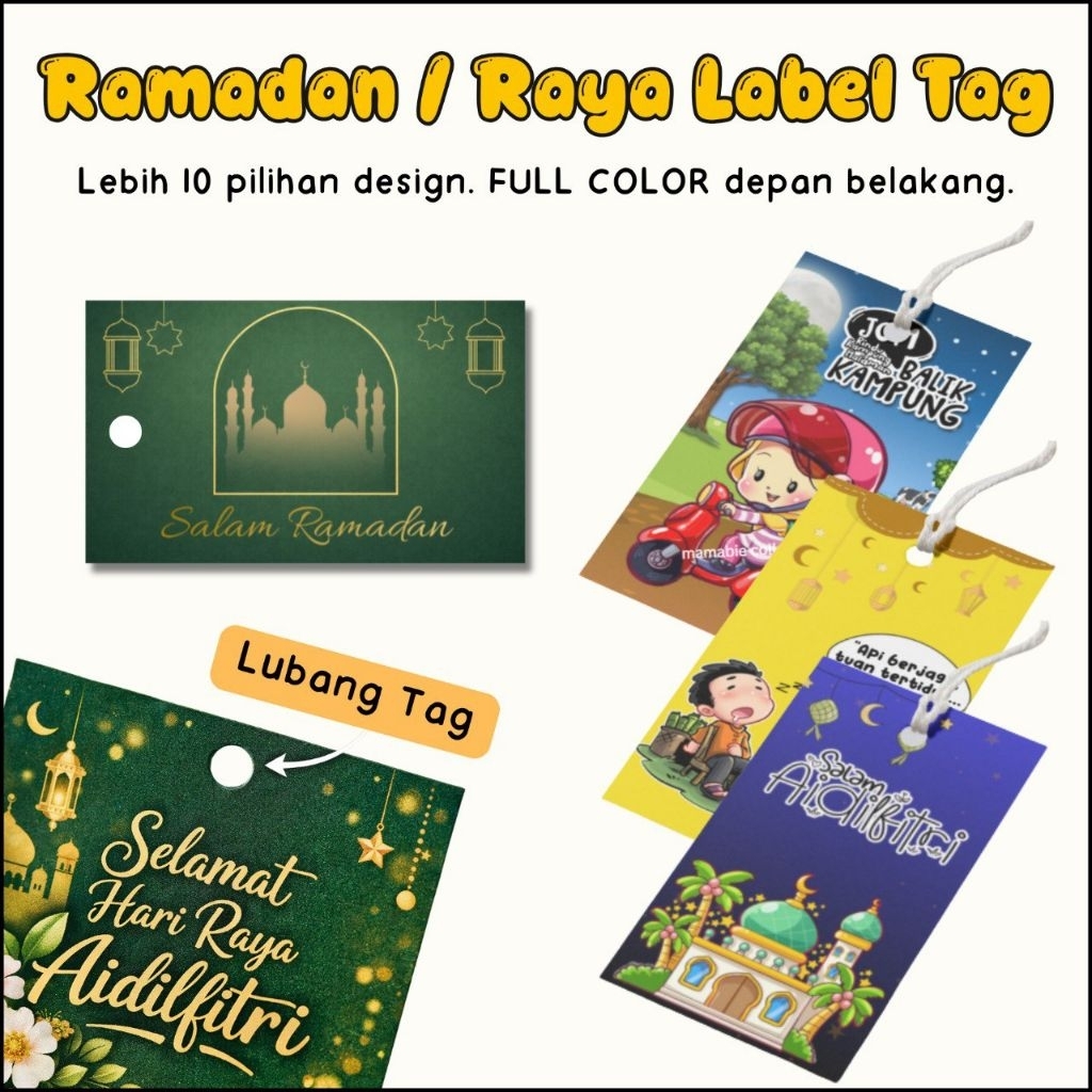 Tag card Hari Raya Aidilfitri Ramadan Kareem Gift Label Kad Raya Hang ...