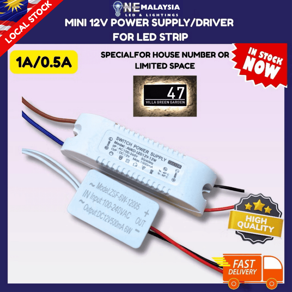 Mini Led Driver Power Supply 12v For Limited Space Or House Number 0.5A ...