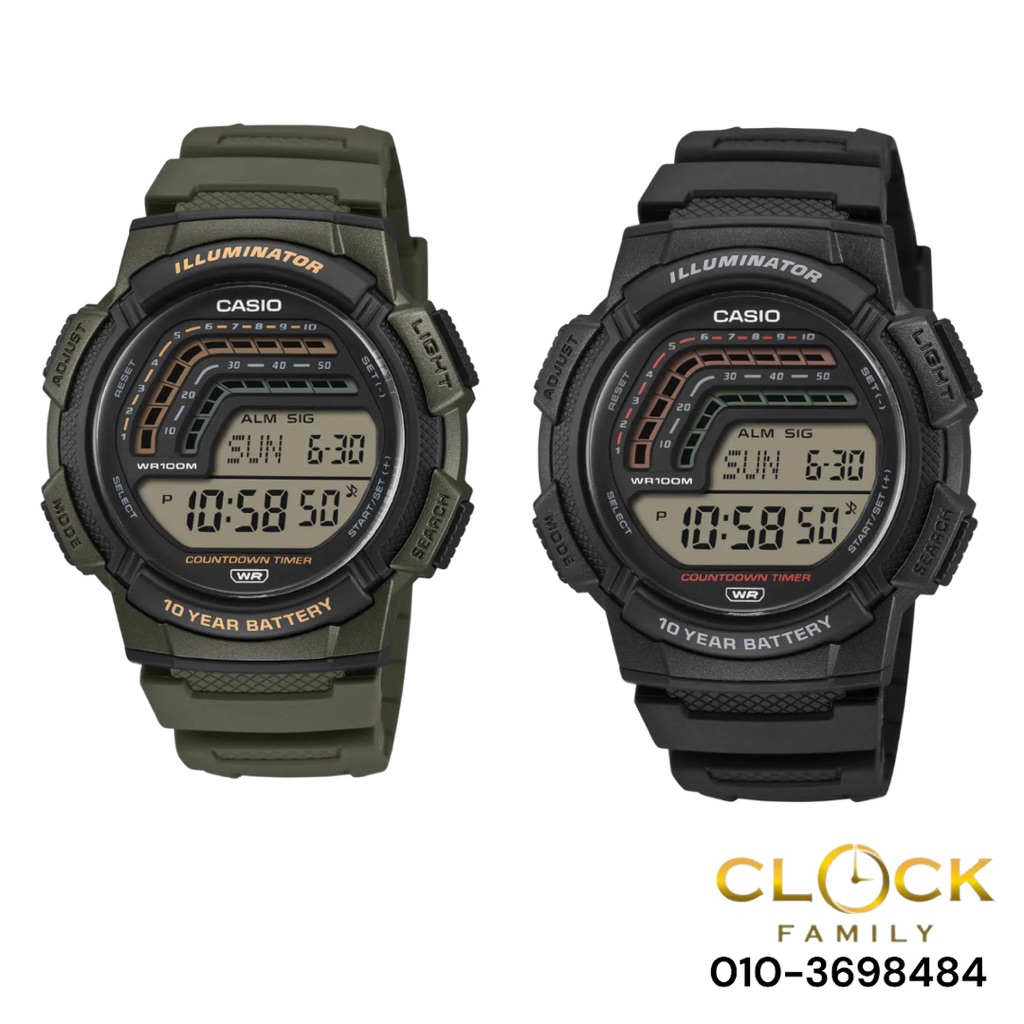 Casio Digital Countdown Timer Resin Band Men Watch WS-1800-1A WS-1800 ...