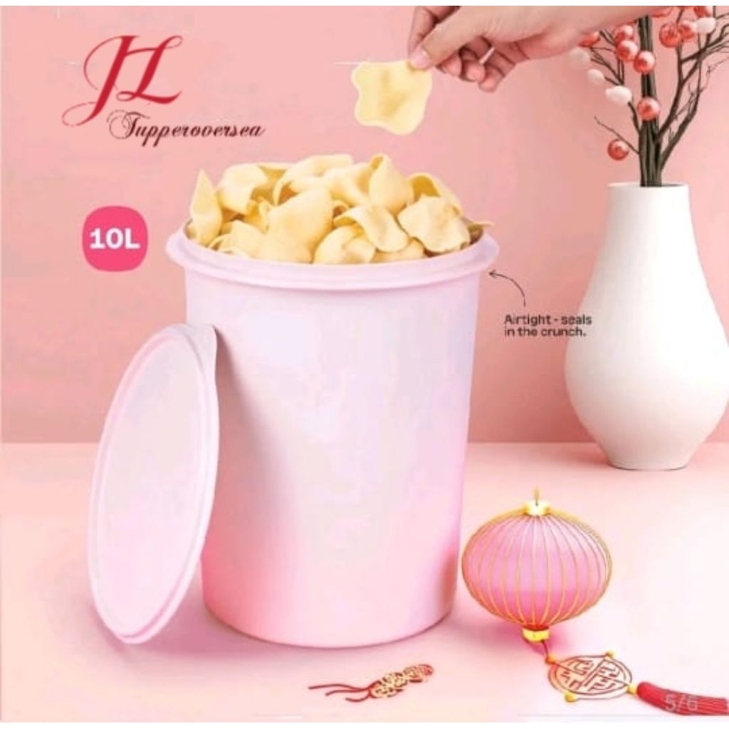 Tupperware Tall Canister 10L (1 PC) - Purple / Soft Pink / Dark Green ...