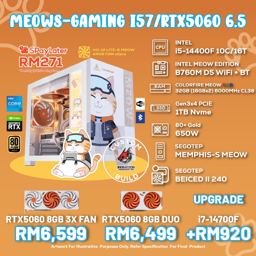 # DOTATECH MEOWS-GAMING i57/RTX5060 6.5 PC GAMING PACKAGE / 32GB DDR5 ...