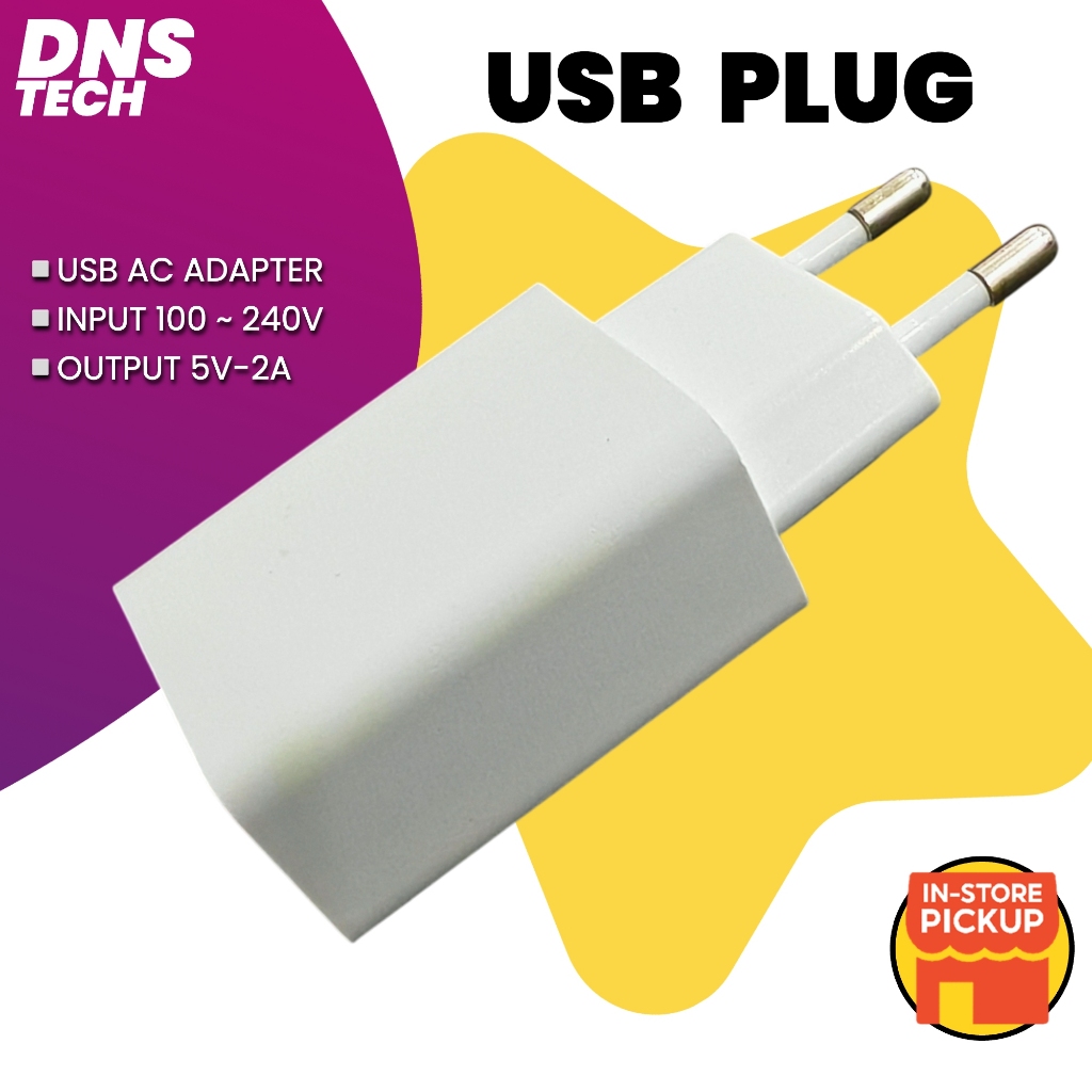 2 PIN USB PLUG EU AC ADAPTER OUTPUT 5V-2A | Shopee Malaysia