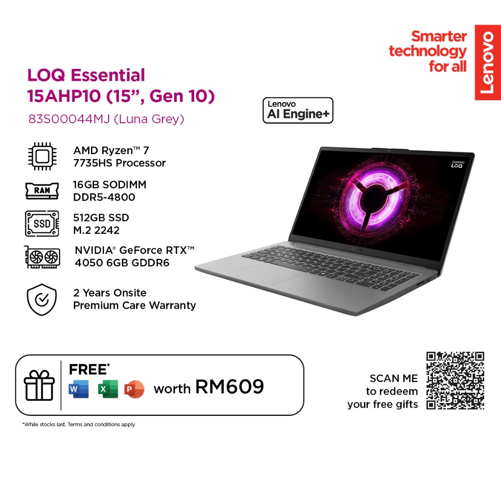 LENOVO LOQ 15ARP10E 83S00044MJ/R7-7735HS/16GB D5-4800/512GB G4/RTX4050 ...