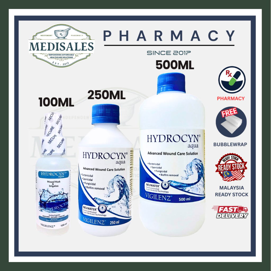 HYDROCYN AQUA WOUND WASH SOLUTION 100ML | 250ML | 500ML | Shopee Malaysia