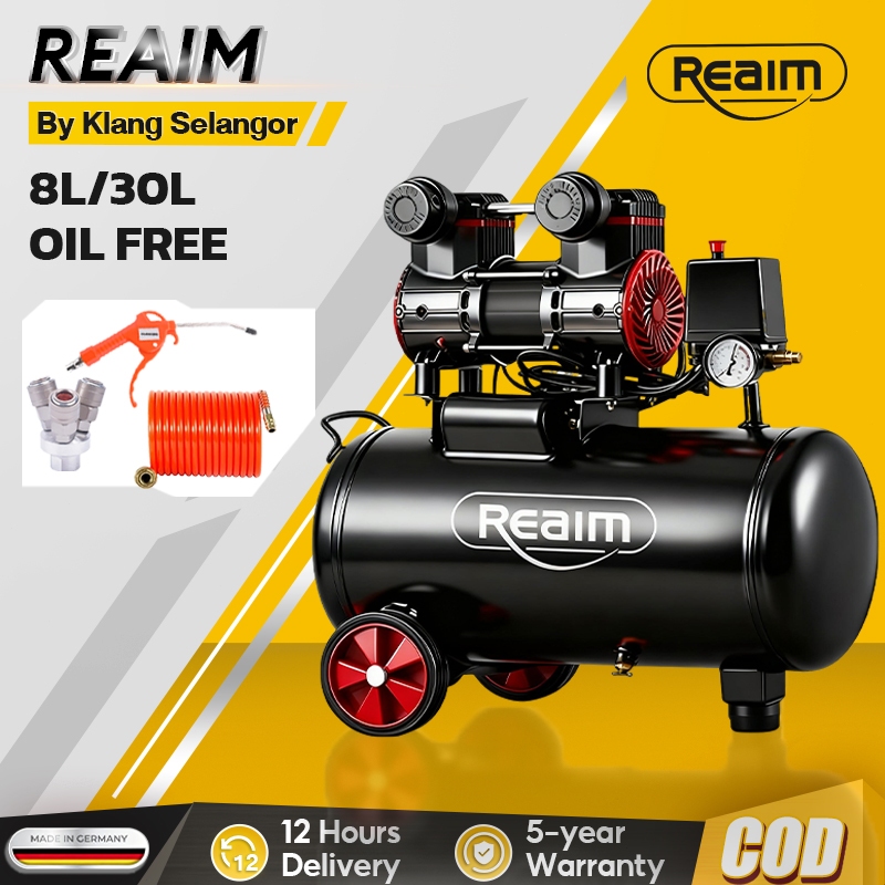 REAIM Air Compressor Angin 1500W 30L 3.5hp Mini Oifree Portable Air ...