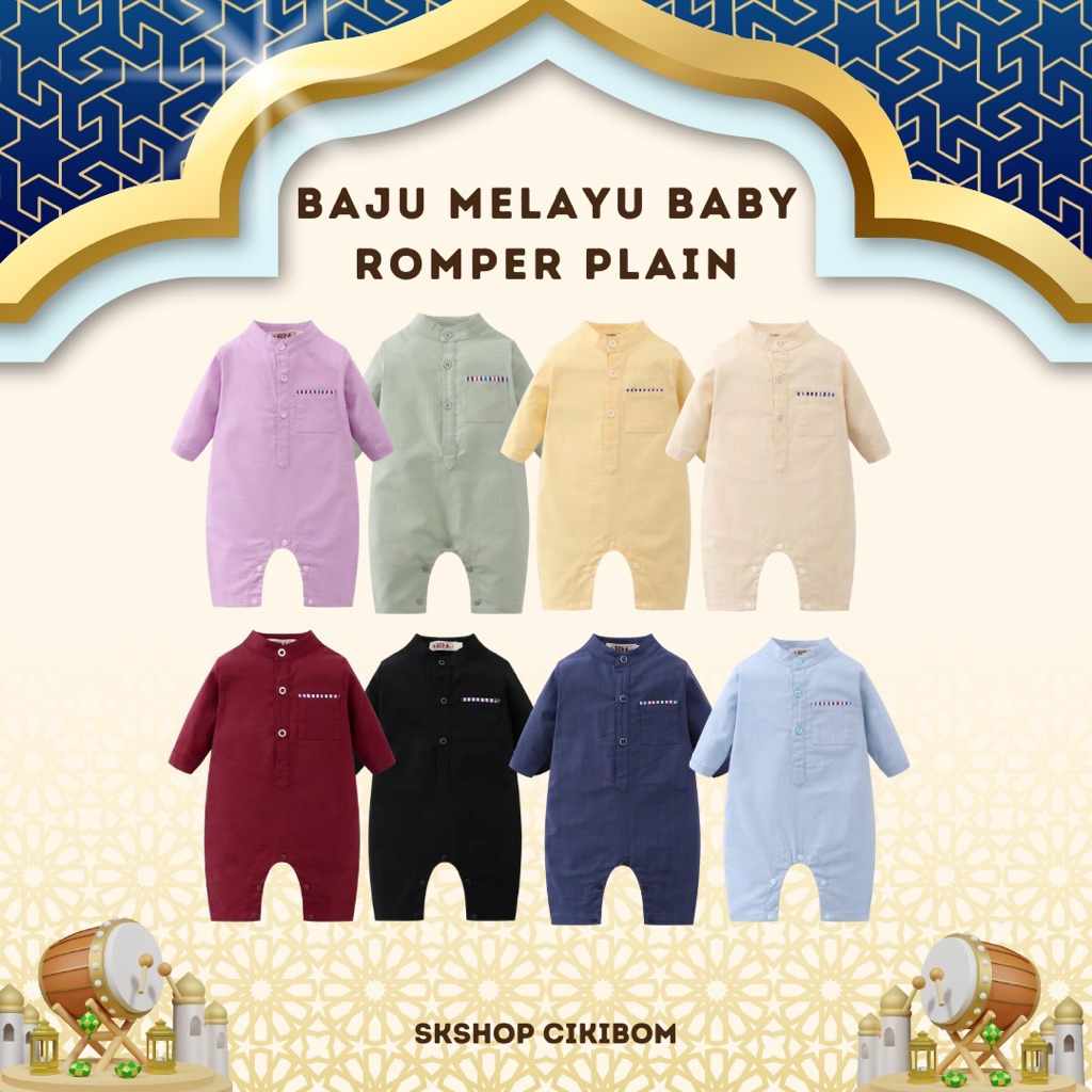 Baju Melayu Baby Romper Plain Boy Newborn Aqiqah Kenduri Bayi Lelaki 0 ...