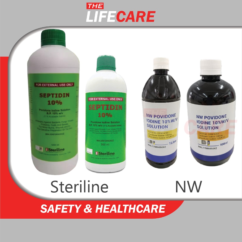 Steriline Septidin / NW 10% Povidone Iodine Solution (1000ml/500ml ...