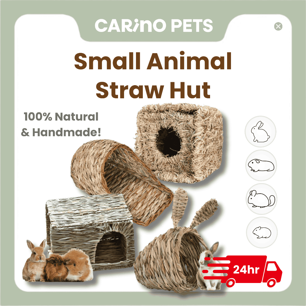 [24HR SHIP] HANDMADE GRASS STRAW HUT Rabbit Toys Pet Rabbit Chinchilla ...