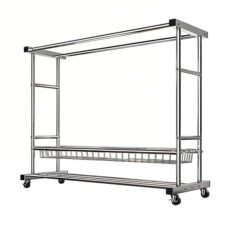 Furnish Fiesta Stainless Steel Clothes Rack Floor Standing Double Pole ...