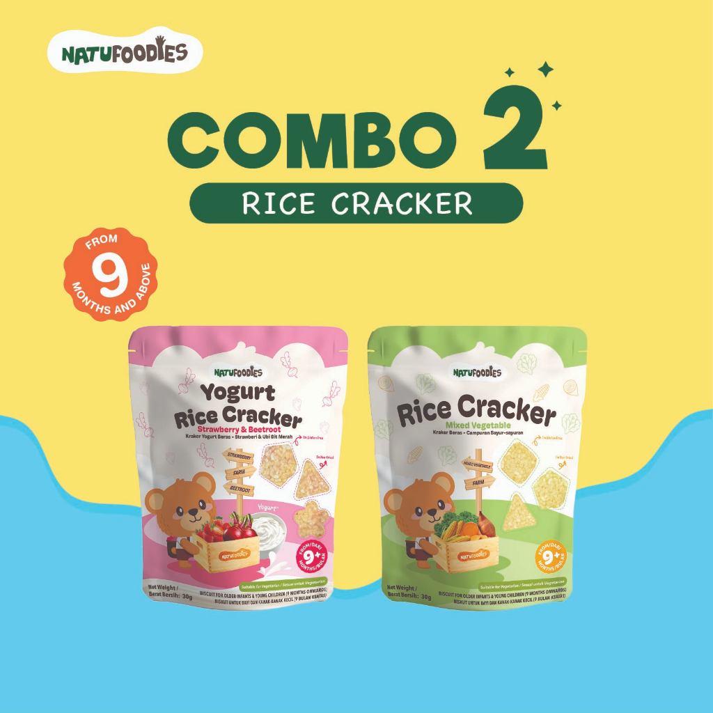 (Combo Pack Of 2) Natufoodies Rice Cracker & Yogurt Rice Cracker (50g x ...