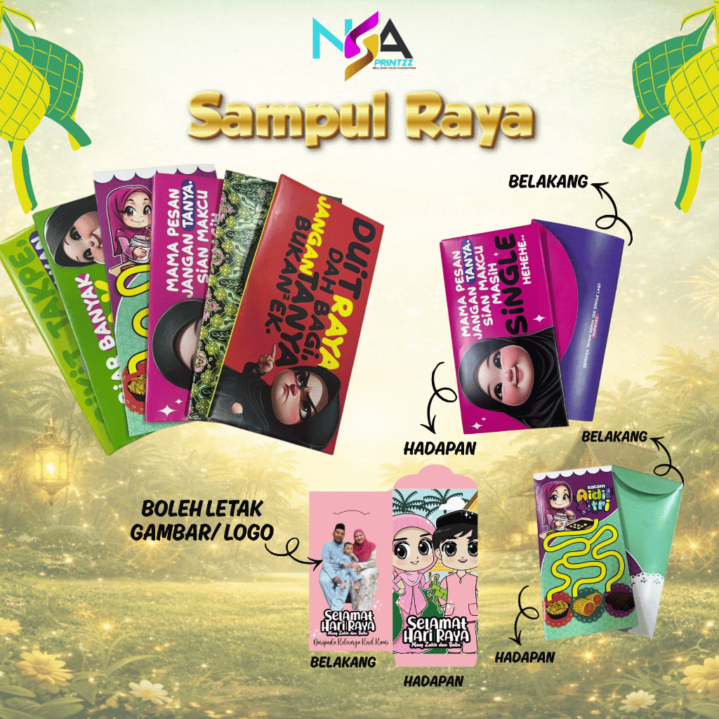 Sampul Raya Kartun Custom | Sampul Duit Raya Boleh Letak Gambar / Logo ...