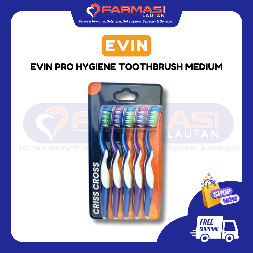 EVIN PRO HYGIENE TOOTHBRUSH 5 PCS PER PACK - MEDIUM | Shopee Malaysia