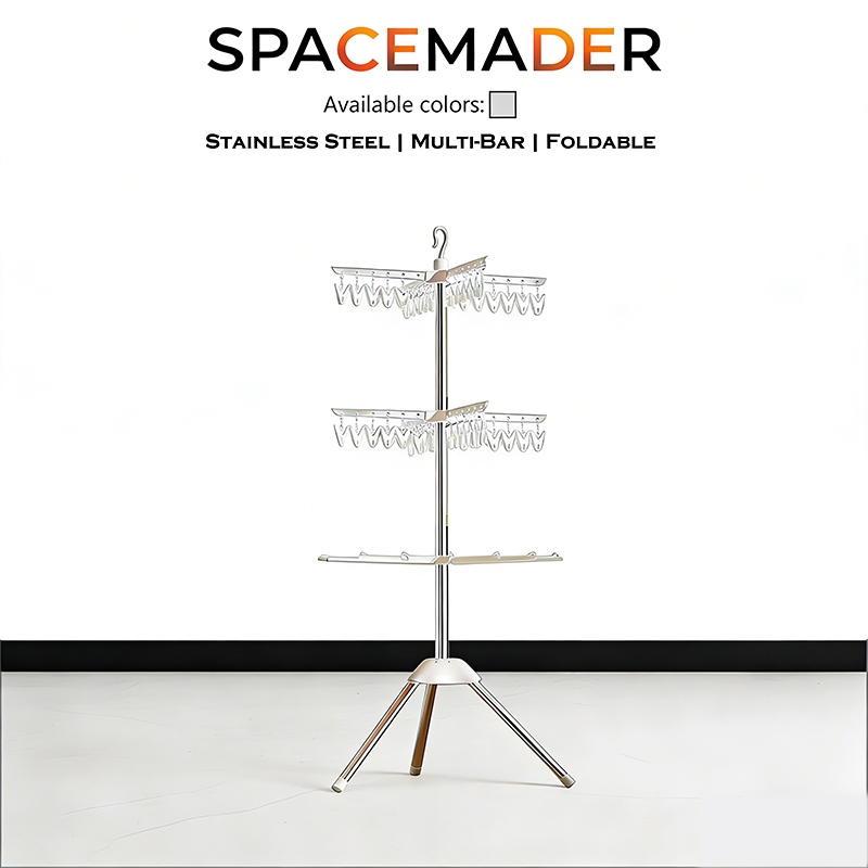 SPACEMADER Baby Clothes Drying Rack 3-Tier Multi-Functional Foldable ...