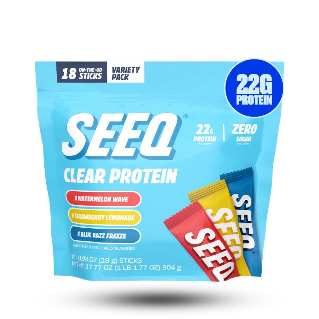 SEEQ Clear Protein Powder Sample Pack - 18 On-The-Go Sticks - 22g Clear ...