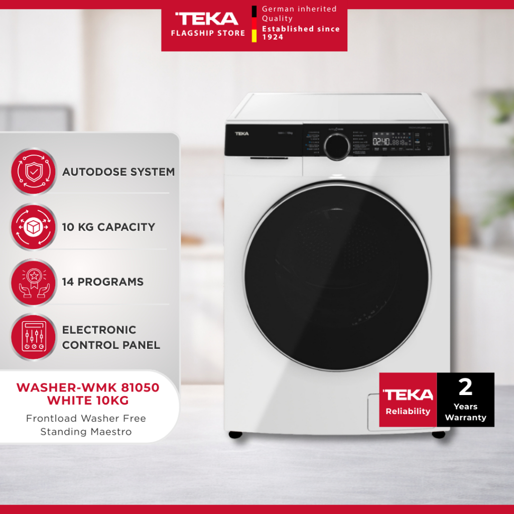 TEKA WASHER-WMK 81050 WHITE 10KG Frontload Washer Free Standing Maestro ...