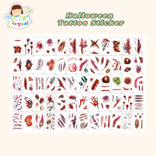 CTD 30pcs Halloween Waterproof Temporary Tattoo Terror Wound Realistic ...
