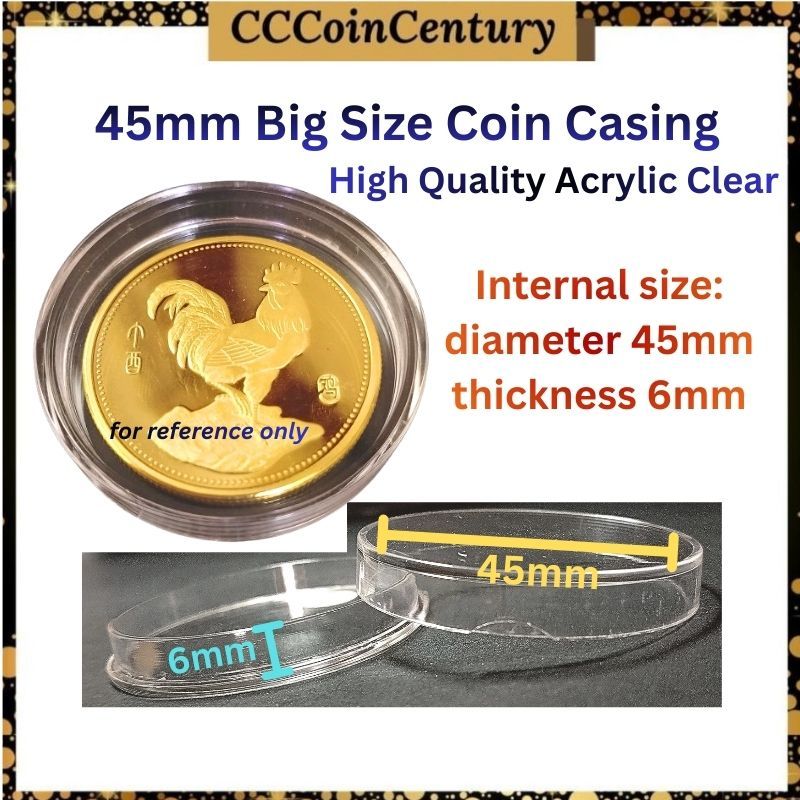 45mm Big Size Coin Capsule Clear Acrylic Coin Casing Thick 6mm Coin ...