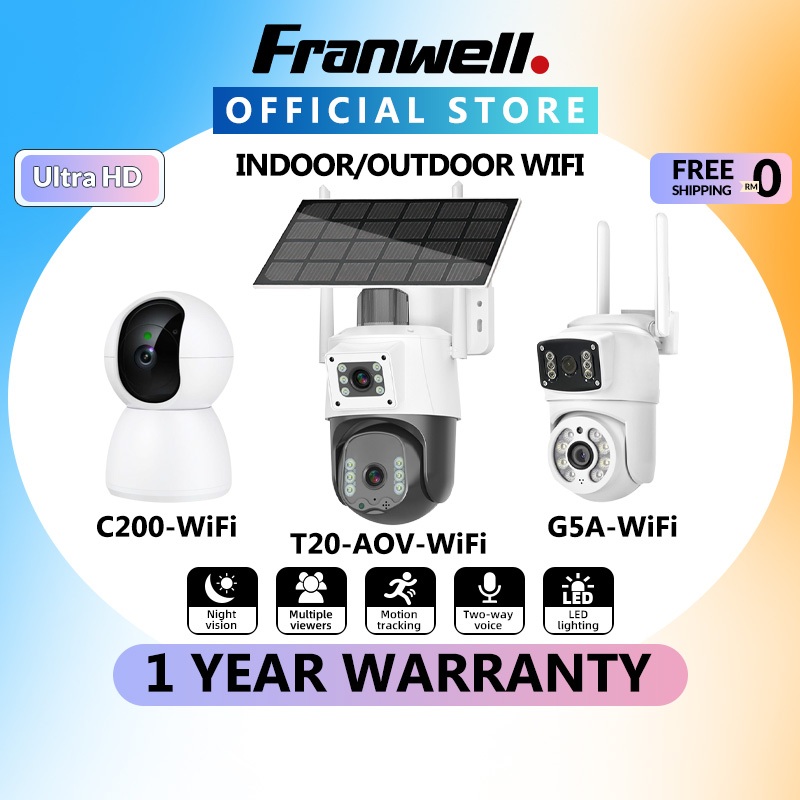 Franwell Outdoor Pan Tilt Camera AI Detect WiFi CCTV Cam 360 Color ...
