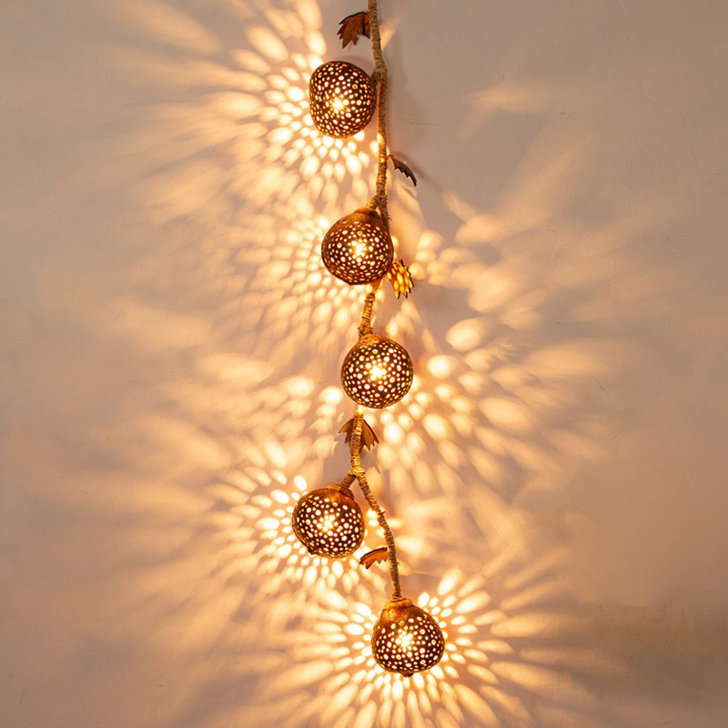 Coconut Shell Light String with 6 Coconut Shell Lights Plug-in Coffee ...