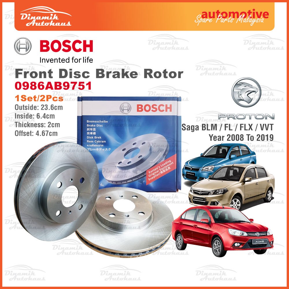 Proton Saga BLM FL FLX VVT Year 2008 To 2019 Car Front Disc Brake Rotor ...