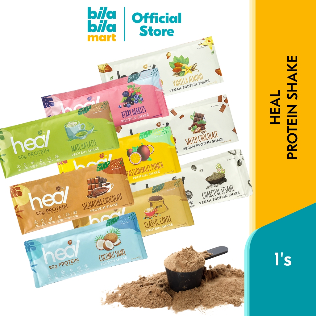 Heal Protein Shake (Convenience Sachet Form 1's) Vanilla Almond, Salted ...