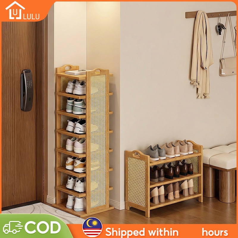 LULU Shoe Rack Rak Kasut 4/5/6/7Layers Rak Kasut Kayu Bamboo Shoe Shelf ...