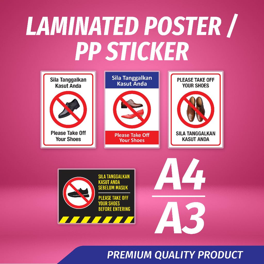 TAKE OFF SHOES SIGNAGE | Poster Sila Tanggalkan Kasut A4/A3 Size ...