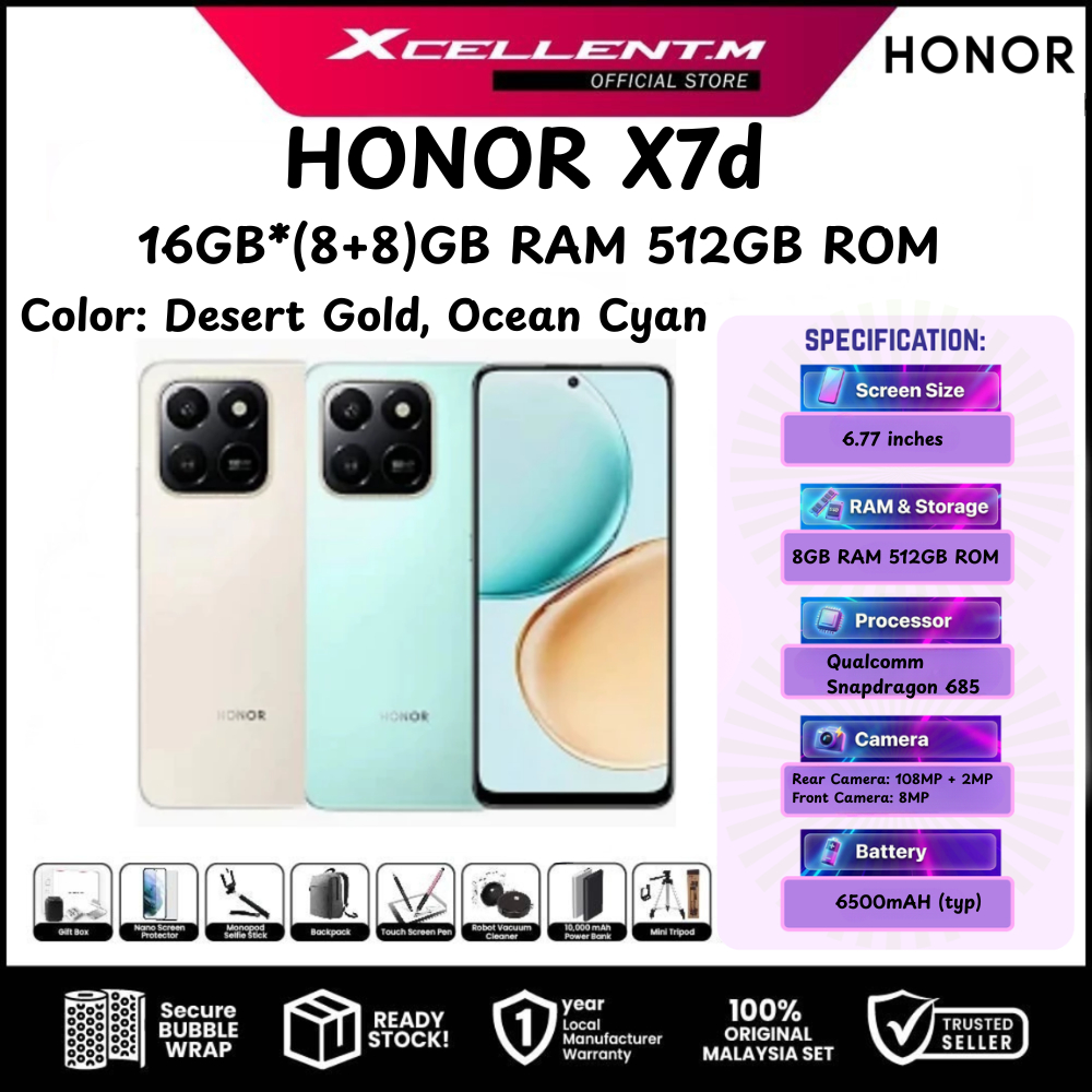 HONOR X7d 4G [16*(8+8)GB RAM 512GB ROM]  - Original HONOR Malaysia