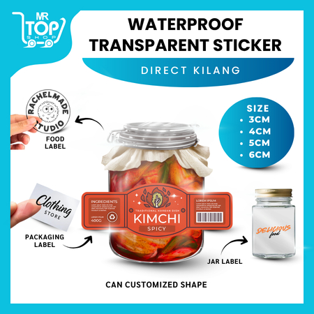 Transparent Waterproof Sticker Product label Custom Design/ Shape ...