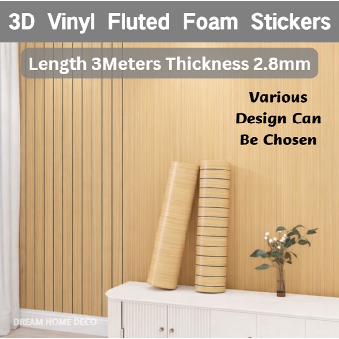 3Meters Kertas Dinding Buih Beralur Vinil 3D | Self-Adhesive 3D Vinyl ...