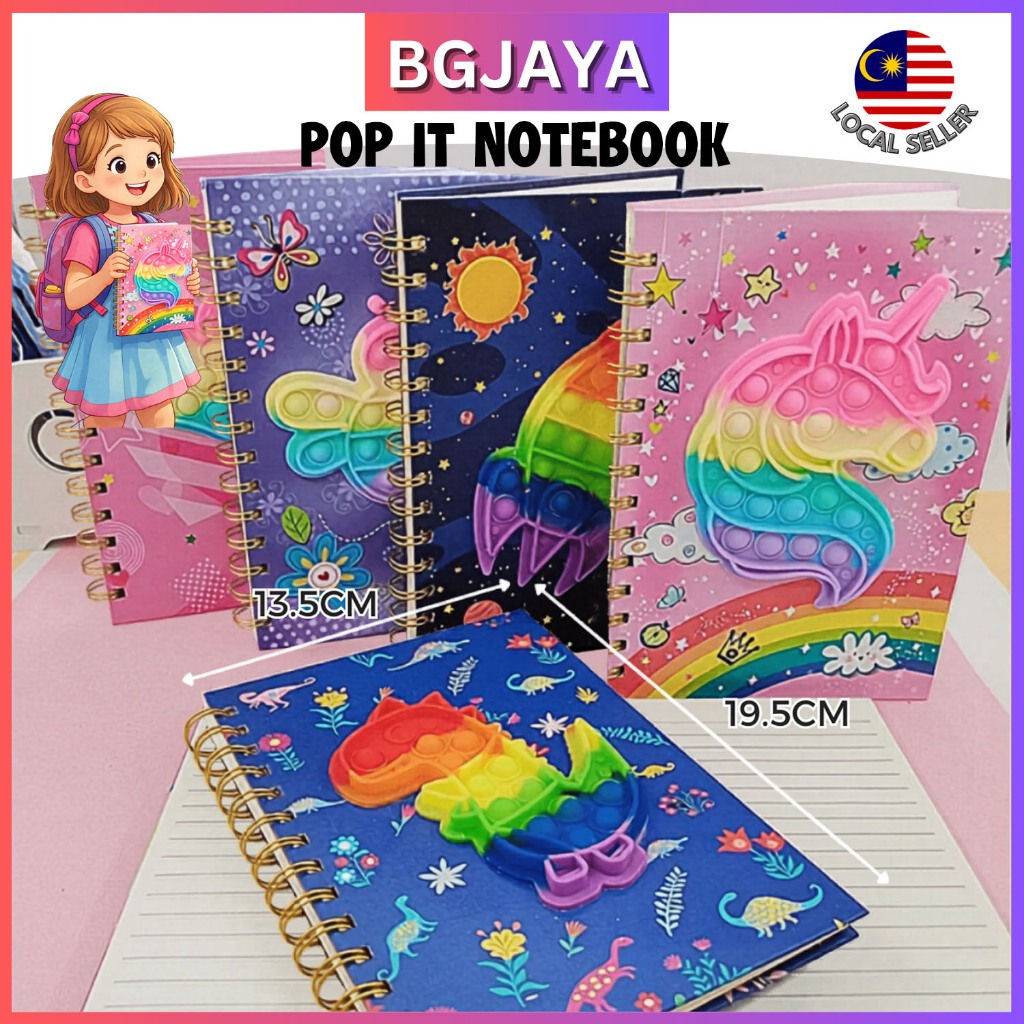 Pop It Notebook Silicone Push Bubble Hardcover Fidget Toys Anti-stress ...