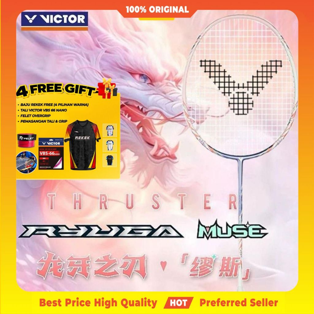 VICTOR THRUSTER K RYUGA MUSE Badminton Racket | Raket Badminton Tali ...