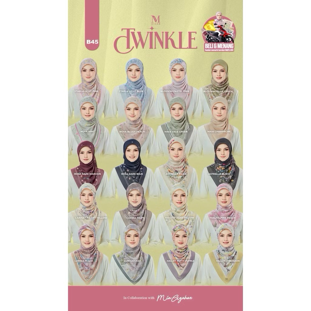 MINAZ HIJAB TWINKLE & SETULUS RAYA MINAZ HIJAB ( FREE BROOCH ) | Shopee ...