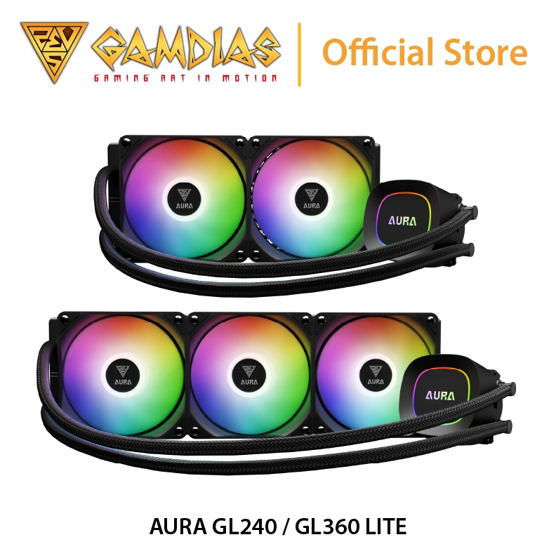 GAMDIAS AURA GL240 | GL360 LITE RGB AIO Liquid CPU Cooler 240mm | 360mm ...