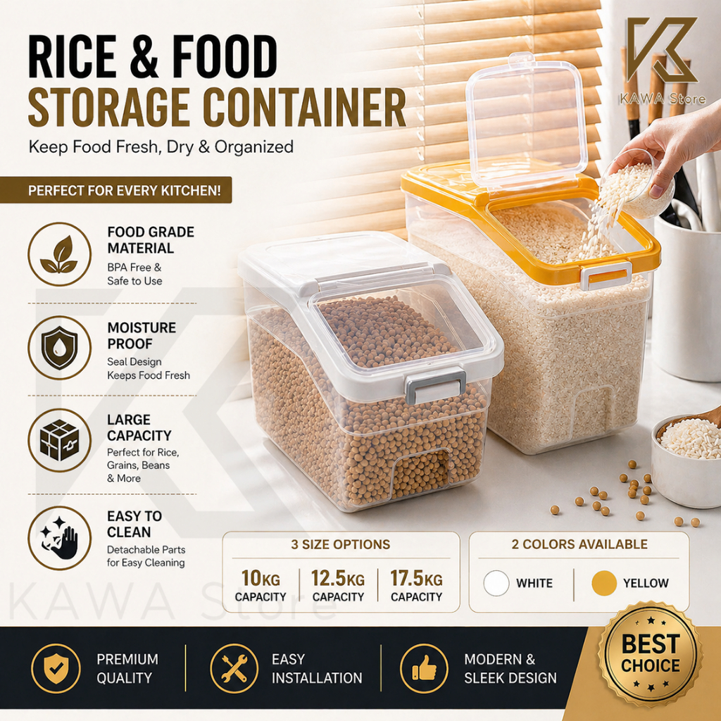Rice Storage Box Clear Grain Container Household Cereal Rice Bucket ...
