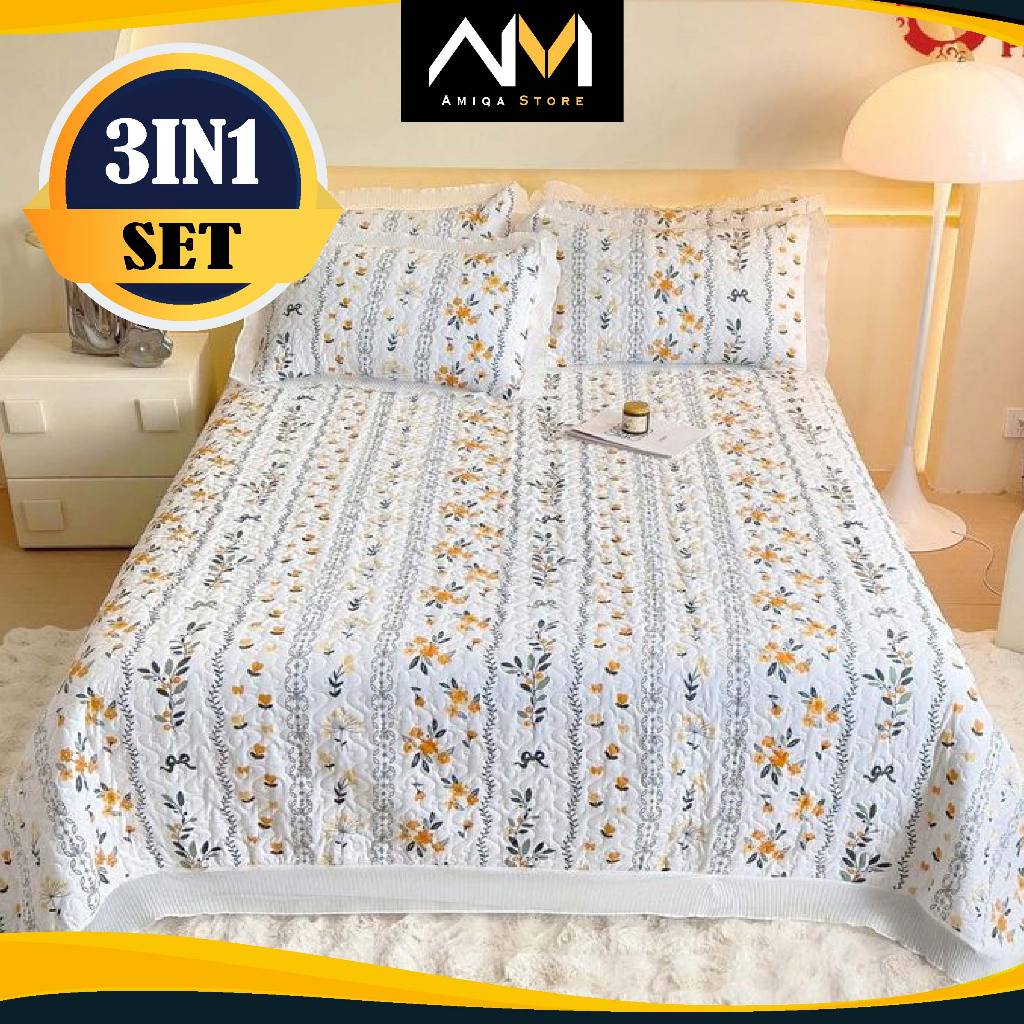 CADAR ROPOL PATCHWORK SET (3IN1) EXCLUSIVE BEDSHEET CADAR QUEEN KING ...