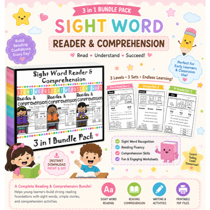 SIGHT WORD READER & COMPREHENSION BUNDLE PRINTABLE | Shopee Malaysia