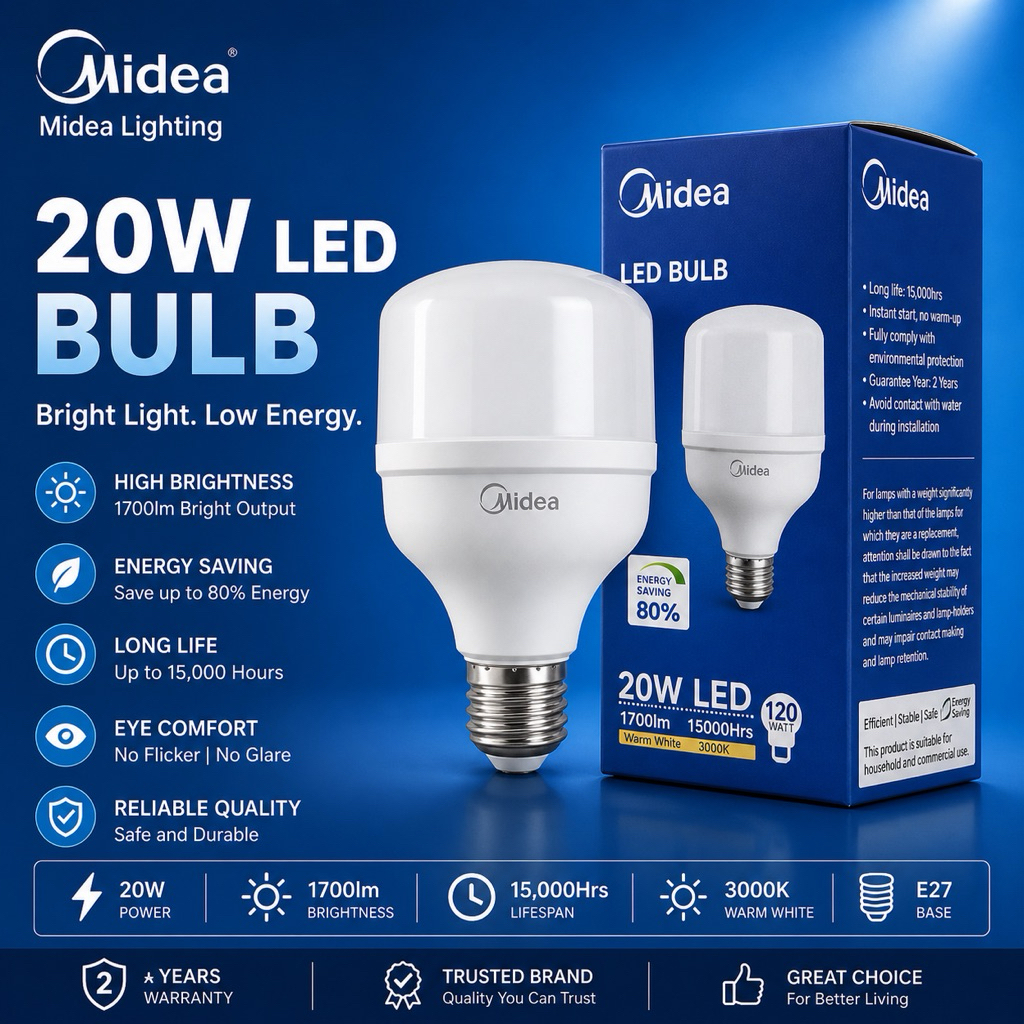 MIDEA LED BULB SERIES 20W 6500K 3000K LED BULB/HIGH QUALITY MENTOL ...