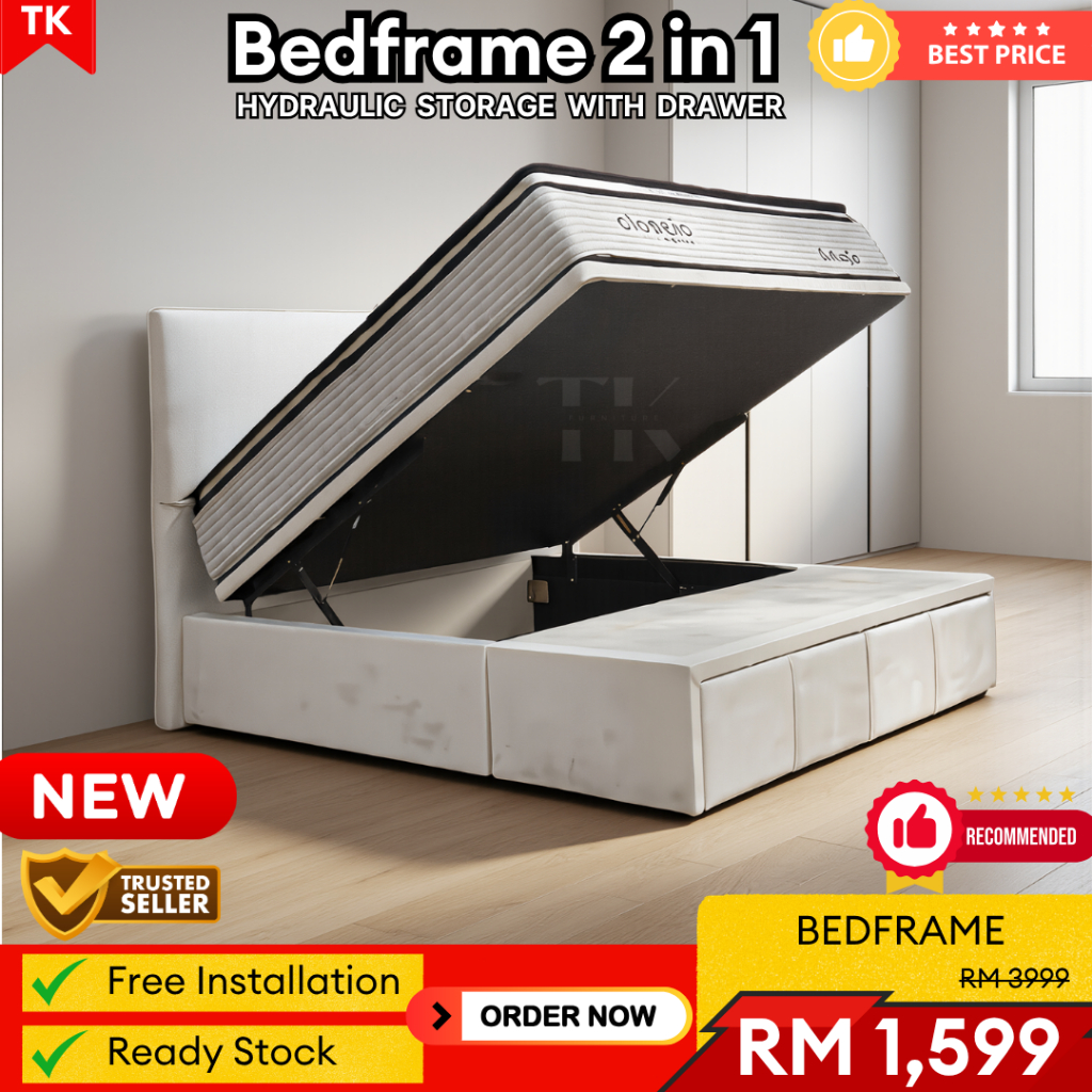 ⚡Free Installation⚡Bedframe Hydraulic Storage Drawer | Queen/King ...