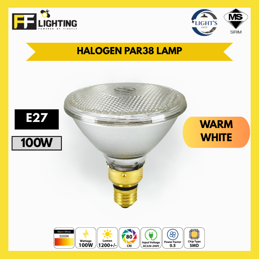 FFL HALOGEN PAR38 LAMP 100W E27 WARM WHITE FF LIGHTING E27 BULB ...