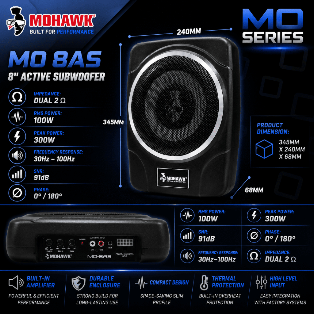 Mohawk MO-Series 8″ Active Subwoofer Car Audio Sound System | Shopee ...