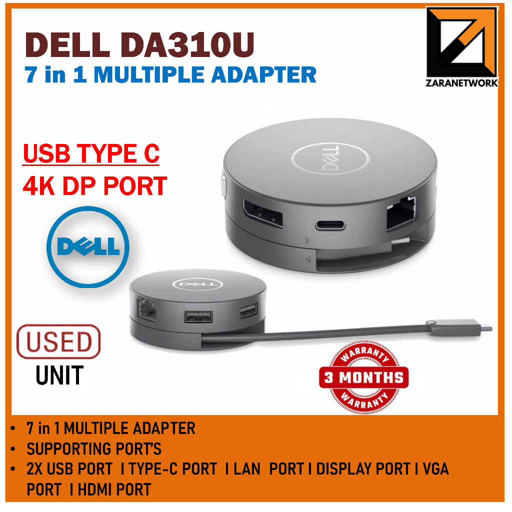 DELL DA310U 7 in 1 USB-C Multiport Adapter 4K DP PORT | Shopee Malaysia